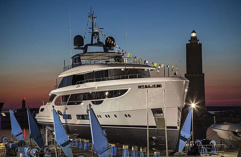 a large white ship aboard JOY Yacht for Sale