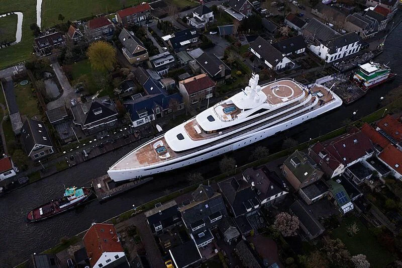 aerial view of a city aboard DEFY Yacht for Sale