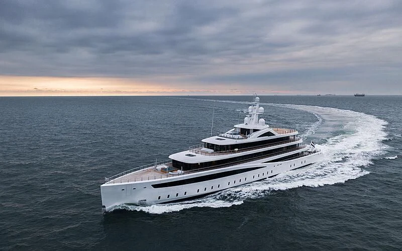 a ship in the water aboard DEFY Yacht for Sale