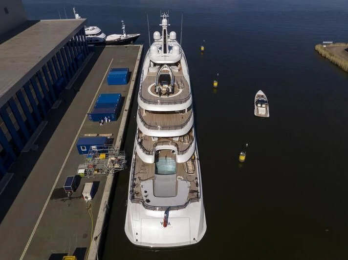 a ship in the water aboard DEFY Yacht for Sale