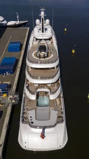 a space shuttle on a launch pad aboard DEFY Yacht for Sale
