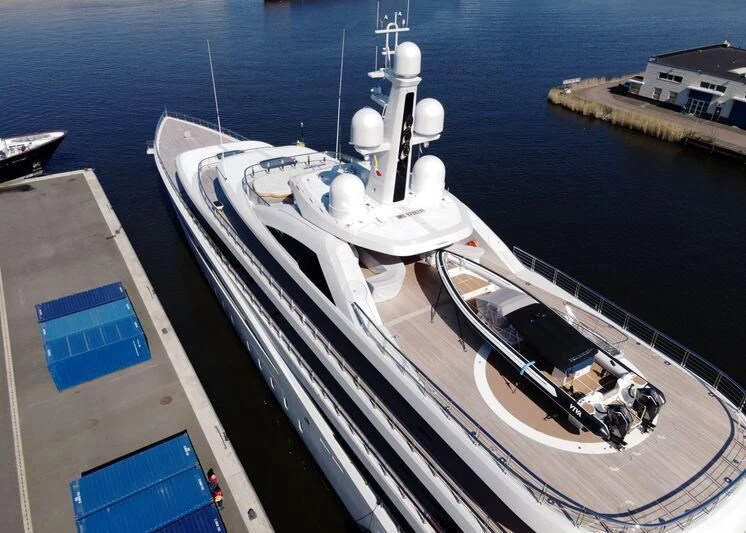 a ship in the water aboard DEFY Yacht for Sale