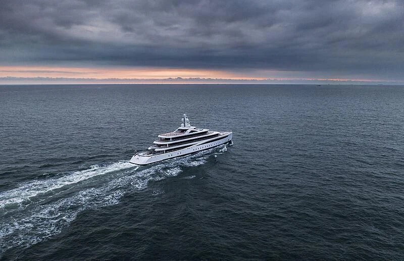 a ship in the water aboard DEFY Yacht for Sale