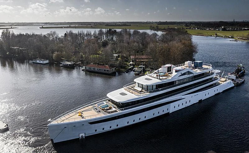 a group of boats on a river aboard DEFY Yacht for Sale