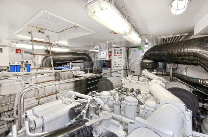 a room with machinery aboard IN TOO DEEP Yacht for Sale