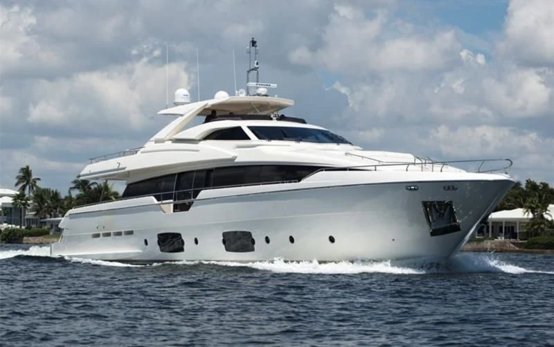a white yacht on the water aboard IN TOO DEEP Yacht for Sale