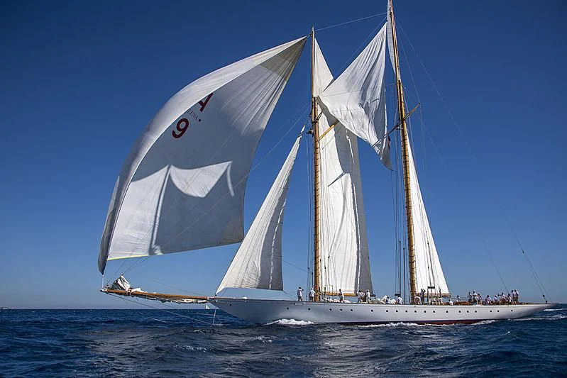 a sailboat with people on it aboard ELENA OF LONDON Yacht for Sale