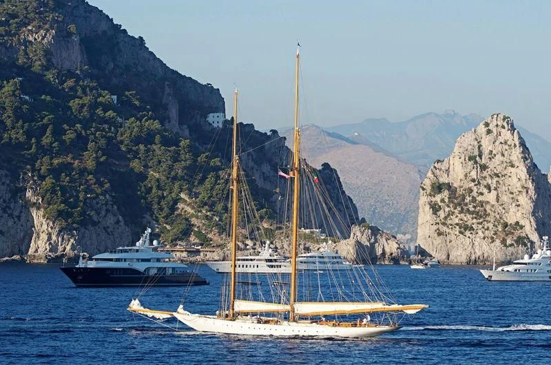 a boat sailing in the sea aboard ELENA OF LONDON Yacht for Sale