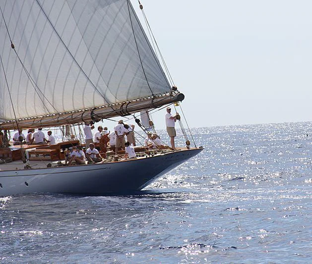 a group of people on a sailboat aboard ELENA OF LONDON Yacht for Sale