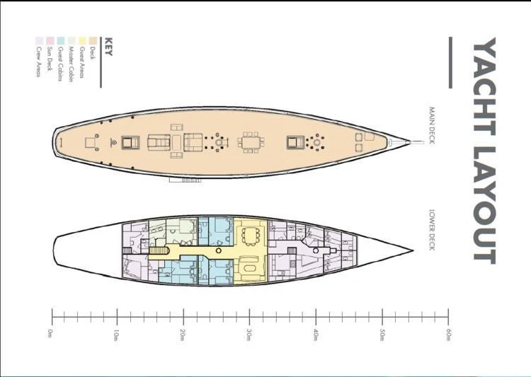 diagram, engineering drawing aboard ELENA OF LONDON Yacht for Sale