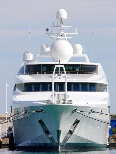 a large white boat aboard CONSTELLATION Yacht for Sale