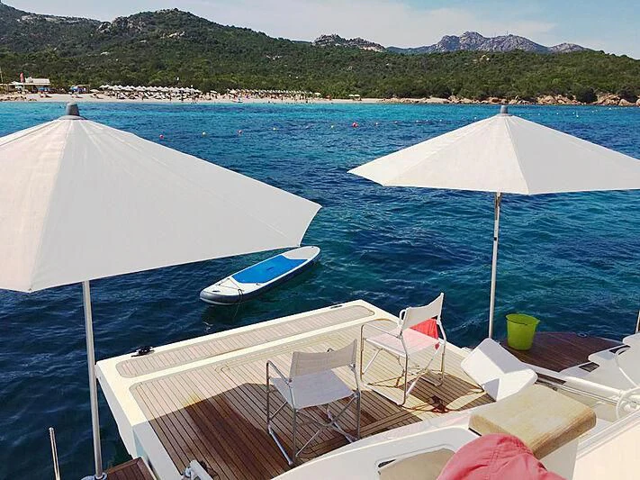 a group of umbrellas on a boat aboard PALGREMAT Yacht for Sale