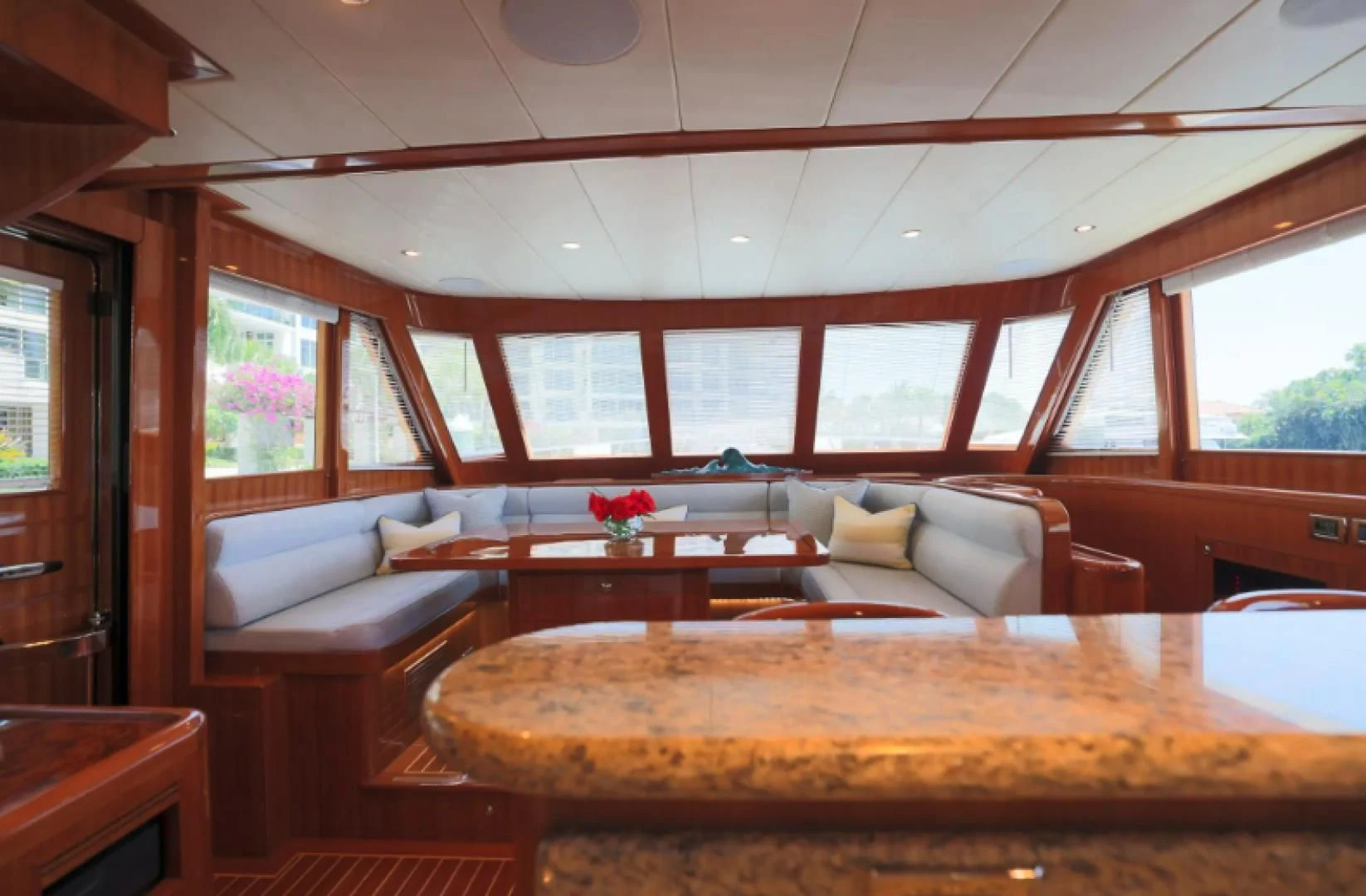 a room with a couch and a table aboard WRITE SOON Yacht for Sale