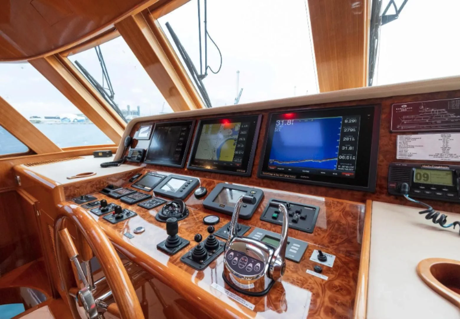 a table with electronic devices aboard WRITE SOON Yacht for Sale