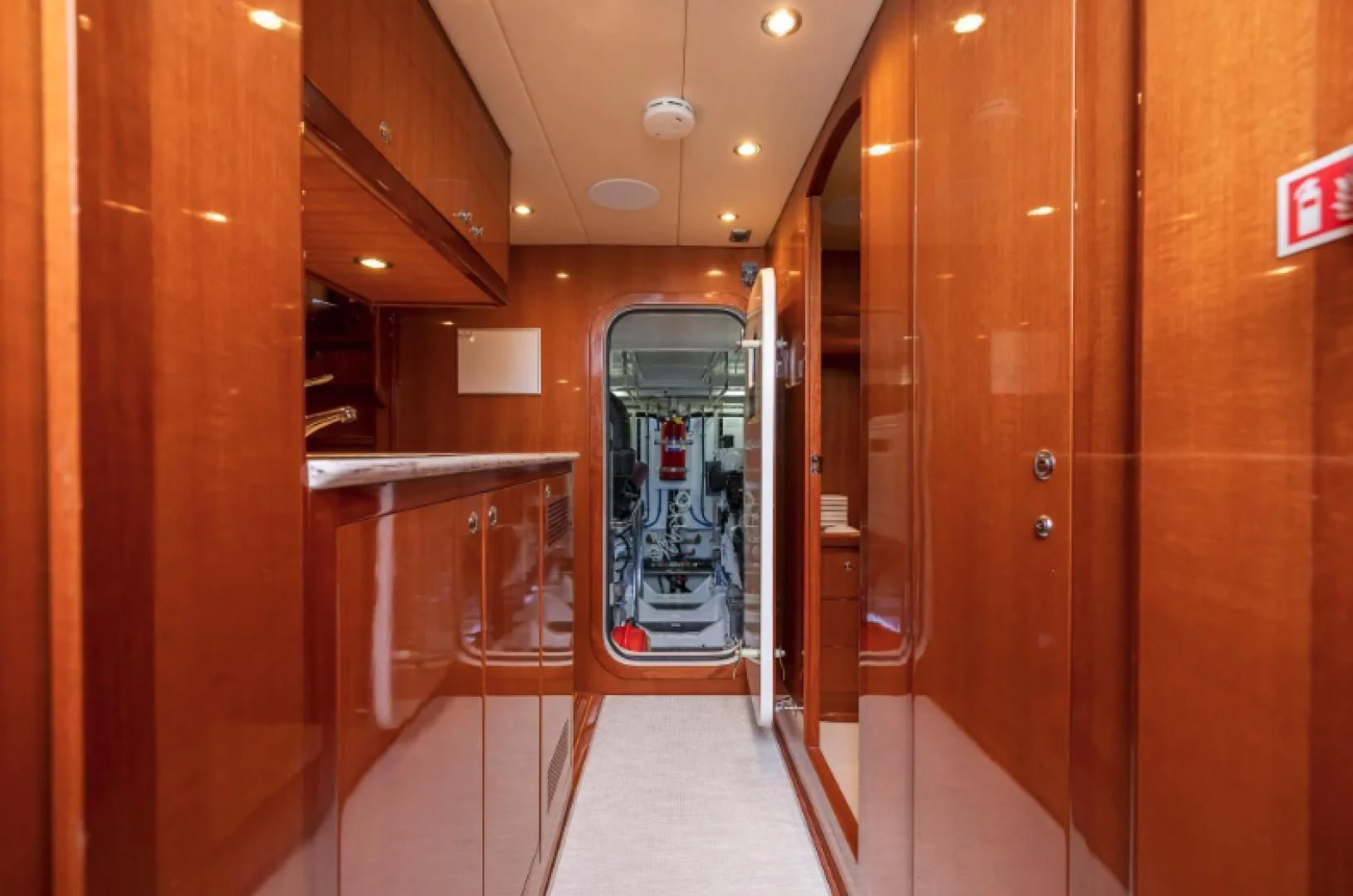 a room with a few doors aboard WRITE SOON Yacht for Sale