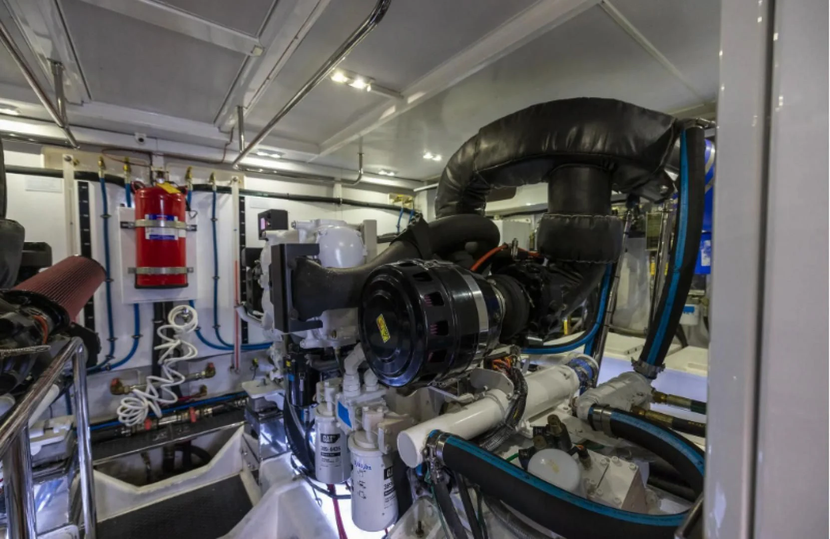 a machine with a large metal pipe aboard WRITE SOON Yacht for Sale