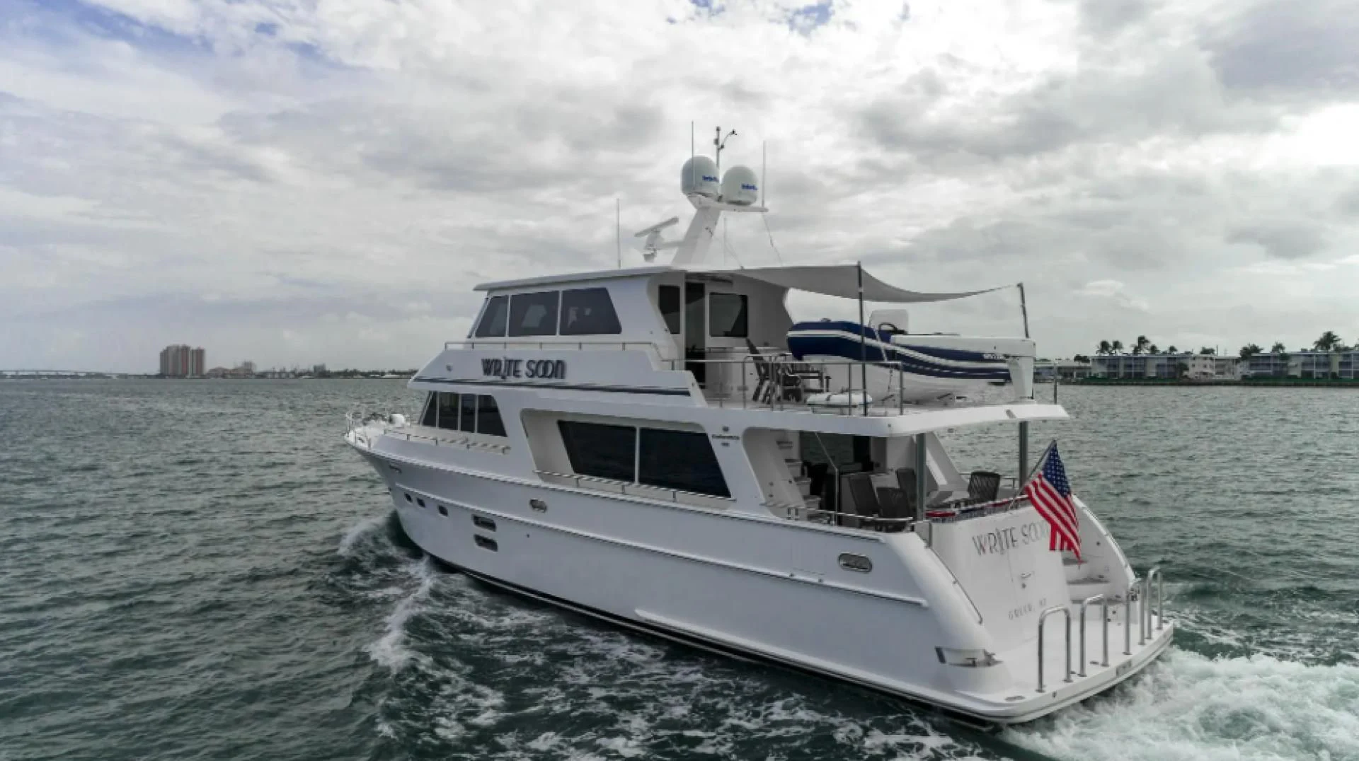 a boat on the water aboard WRITE SOON Yacht for Sale