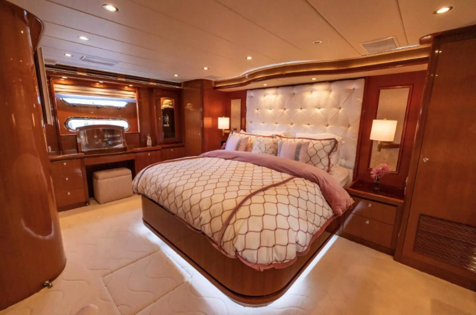 a bed in a room aboard WRITE SOON Yacht for Sale