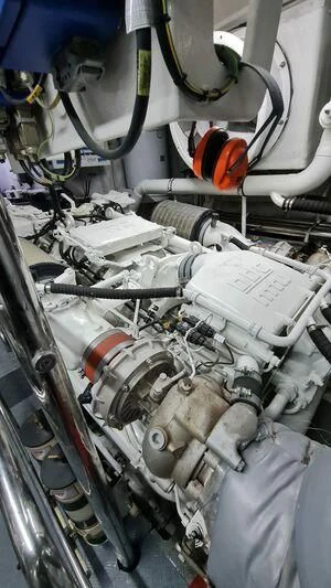 a close-up of a car engine aboard ABK Yacht for Sale
