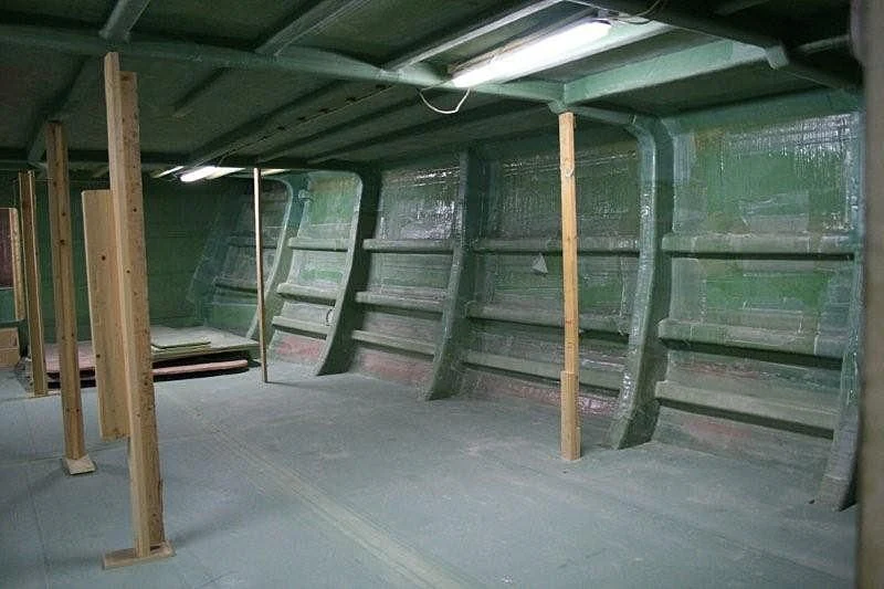 a room with shelves and a wood frame aboard FARMONT/PEER GYNT 38M Yacht for Sale