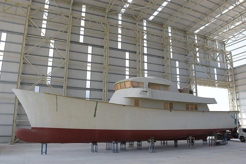a large metal tank in a warehouse aboard FARMONT/PEER GYNT 38M Yacht for Sale