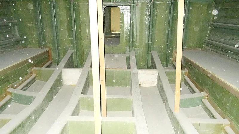 a room with glass walls and stairs aboard FARMONT/PEER GYNT 38M Yacht for Sale