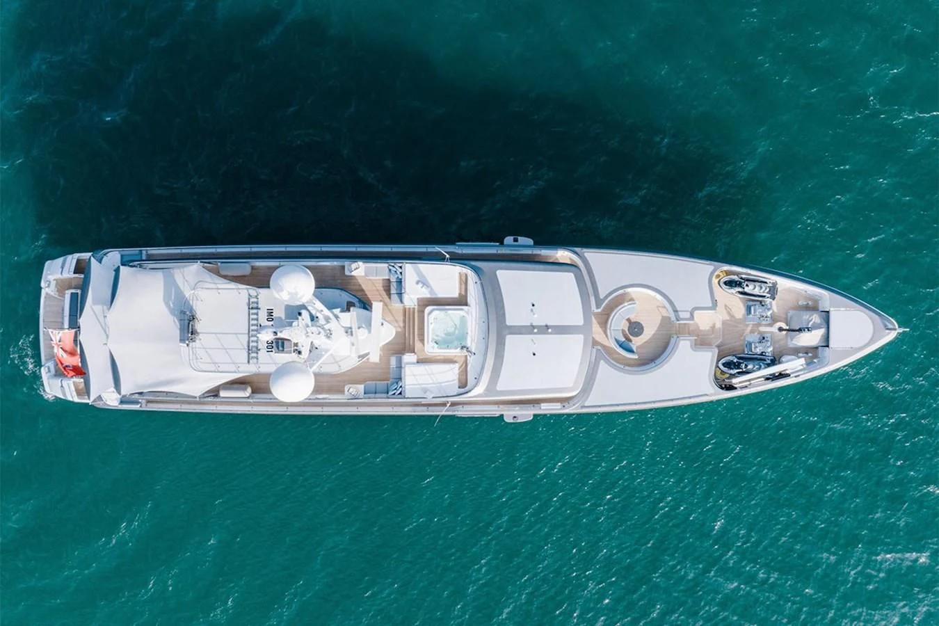 a space ship in the water aboard ATLAS Yacht for Sale