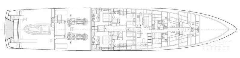 a sketch of a building aboard ATLAS Yacht for Sale