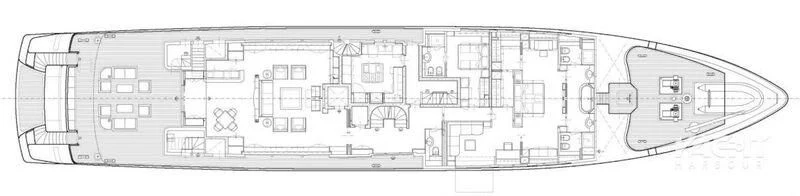 a sketch of a building aboard ATLAS Yacht for Sale