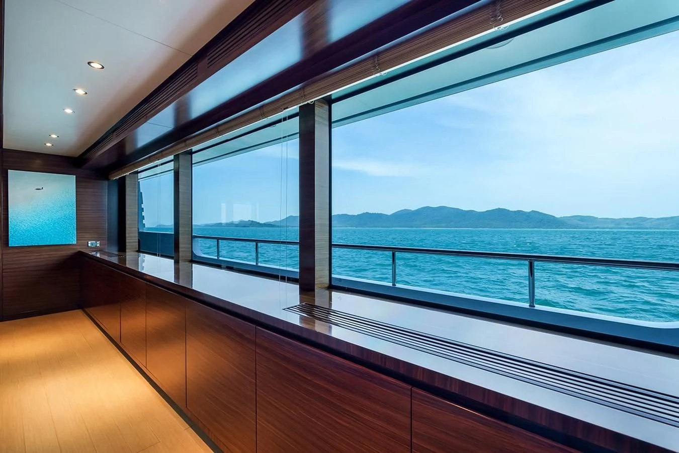 a large window overlooking a body of water aboard ATLAS Yacht for Sale