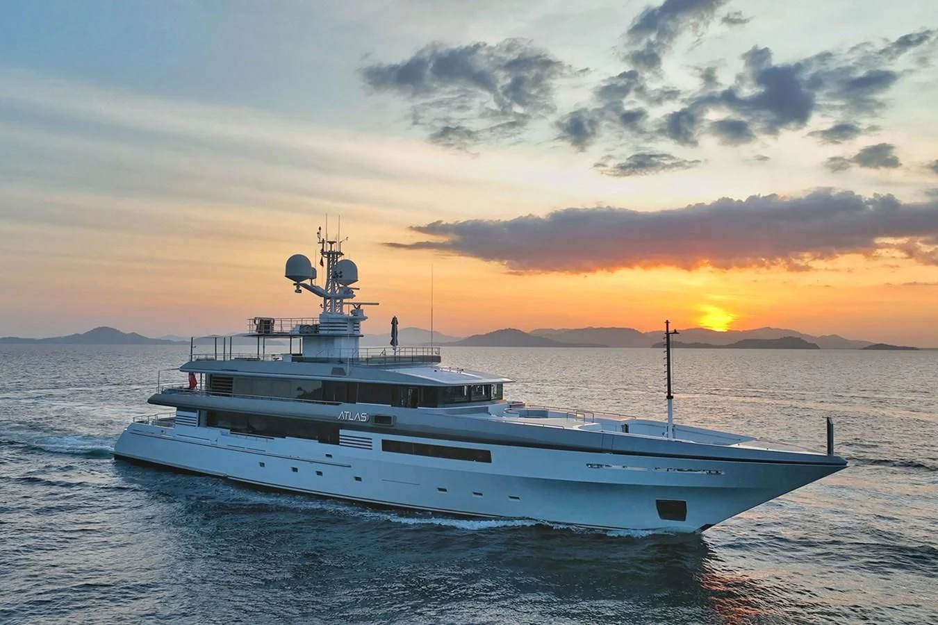 a boat in the water aboard ATLAS Yacht for Sale