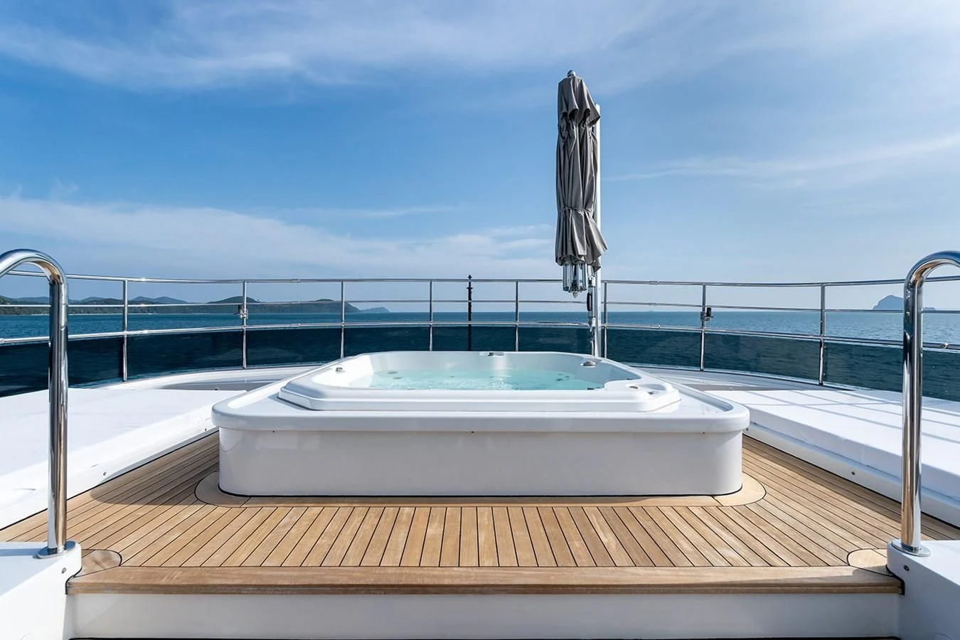 a bathtub on a deck aboard ATLAS Yacht for Sale