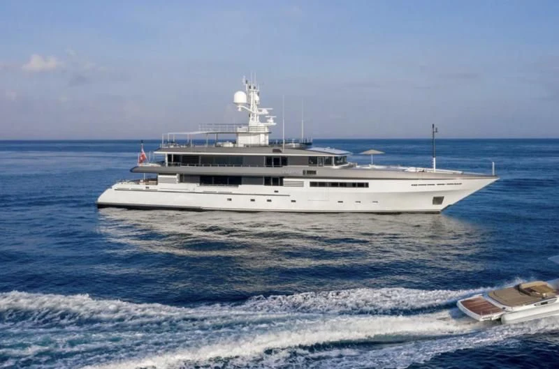 a boat in the water aboard ATLAS Yacht for Sale