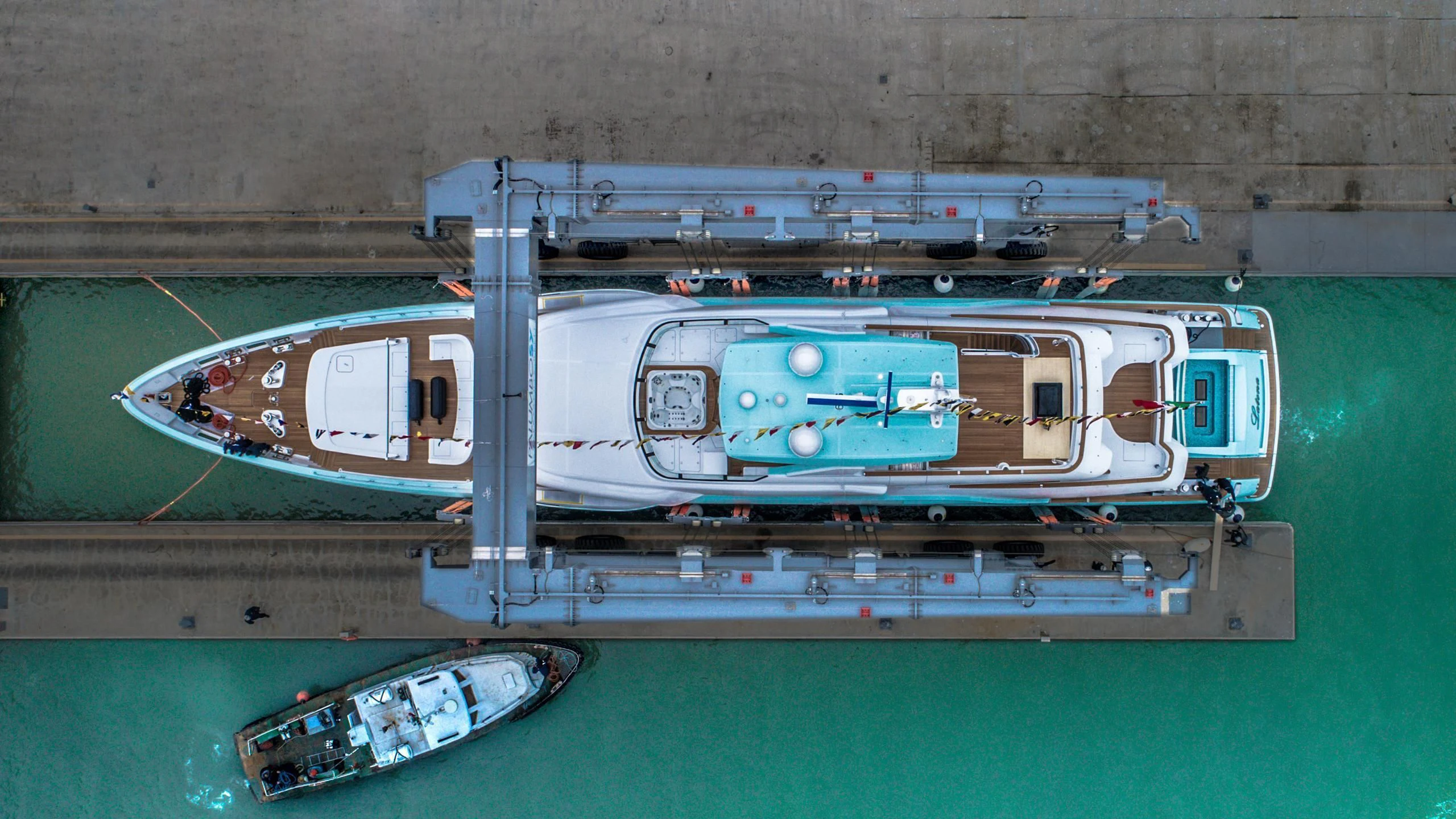 a model of a ship aboard LATONA Yacht for Sale
