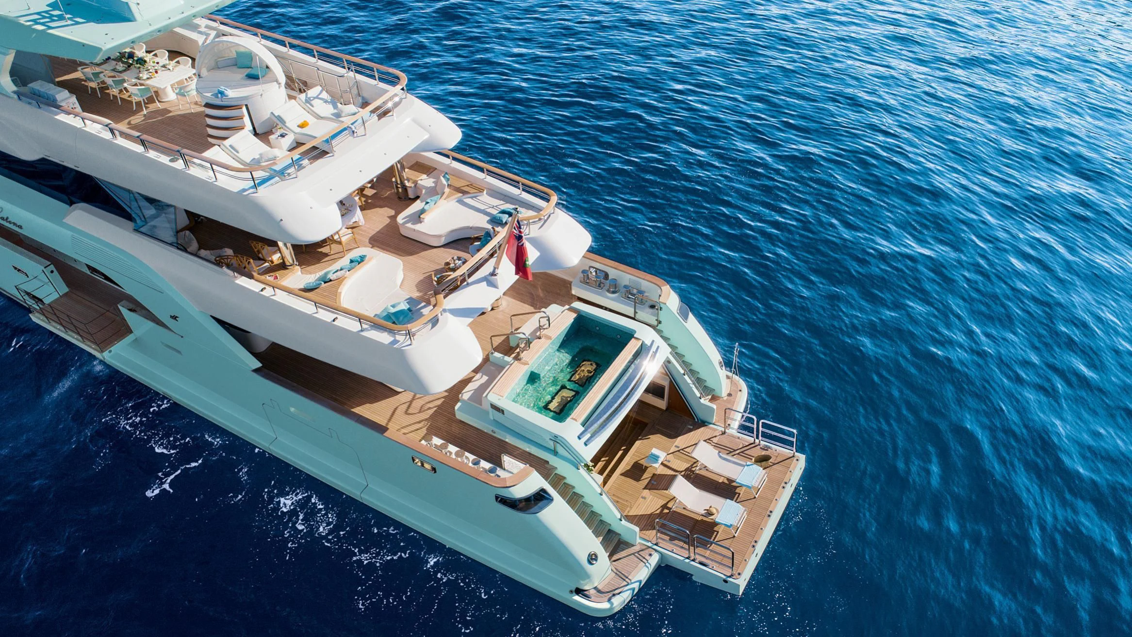 a high angle view of a ship aboard LATONA Yacht for Sale