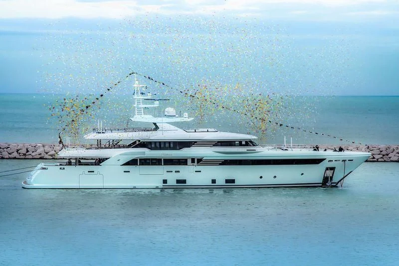 a large white boat aboard LATONA Yacht for Sale