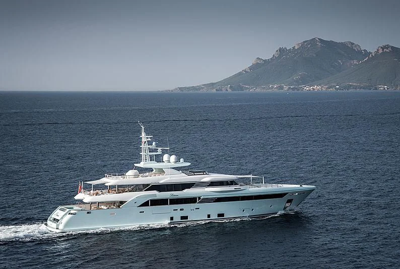 a white yacht in the water aboard LATONA Yacht for Sale