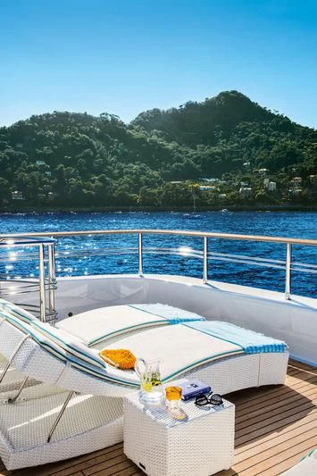 a table on a boat aboard LATONA Yacht for Sale