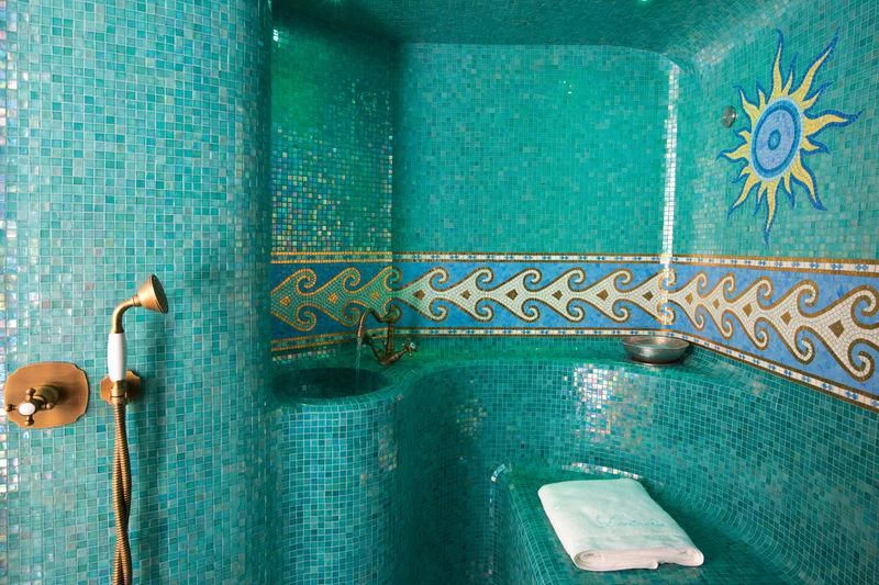 a bathroom with a fountain aboard LATONA Yacht for Sale