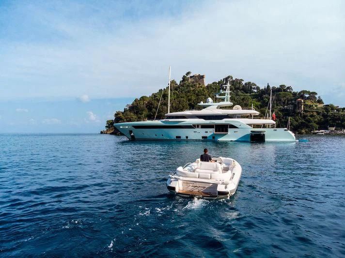 a boat sailing on the sea aboard LATONA Yacht for Sale