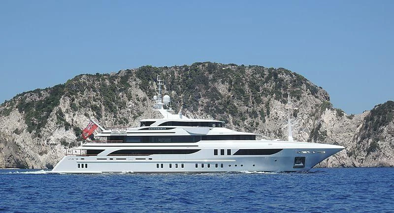 a white yacht in the water aboard AELIA Yacht for Sale