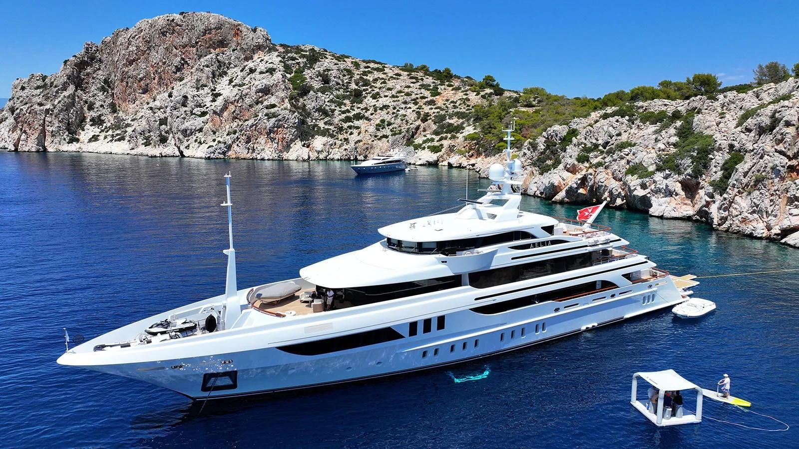 a yacht in the water aboard AELIA Yacht for Sale
