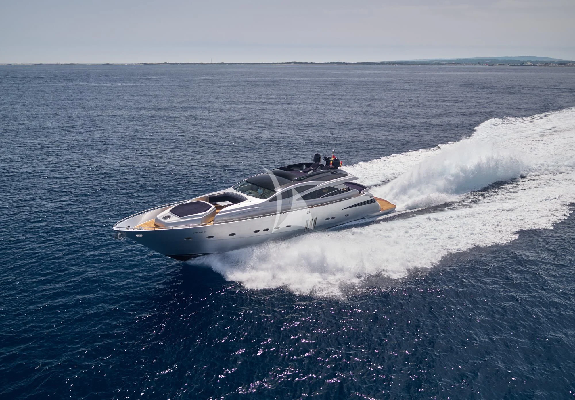 a white car on water aboard DANZAS Yacht for Sale