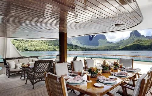 a table set for a meal aboard ASKARI Yacht for Sale