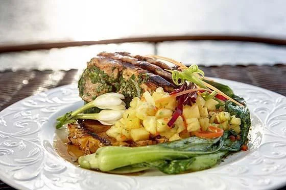 a plate of food aboard ASKARI Yacht for Sale