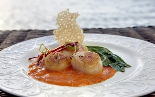 a plate of food aboard ASKARI Yacht for Sale