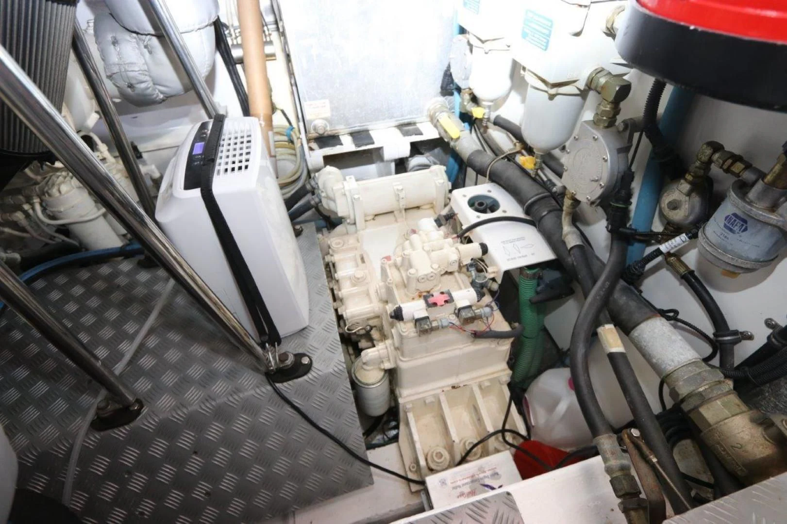 a car with a large engine aboard SECOND THOUGHTS Yacht for Sale