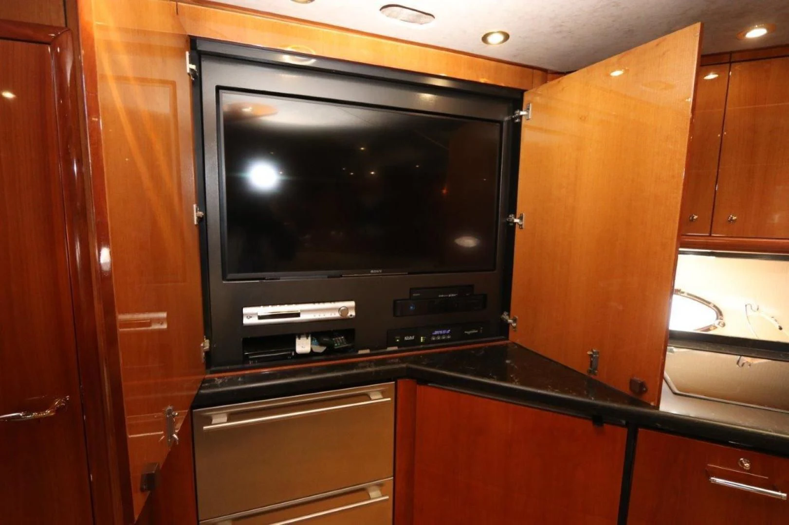 a kitchen with a microwave oven aboard SECOND THOUGHTS Yacht for Sale