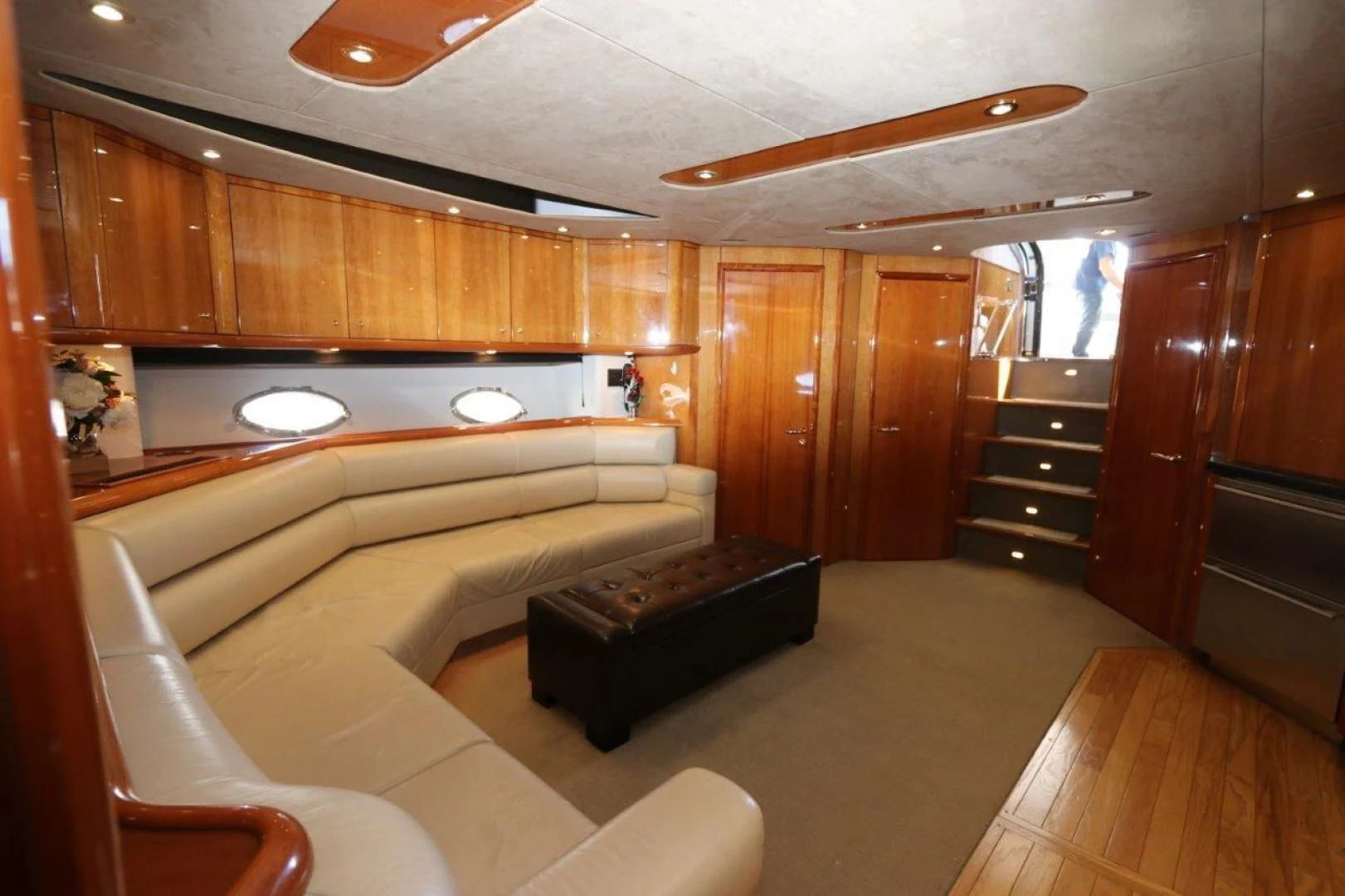 a room with wooden furniture aboard SECOND THOUGHTS Yacht for Sale