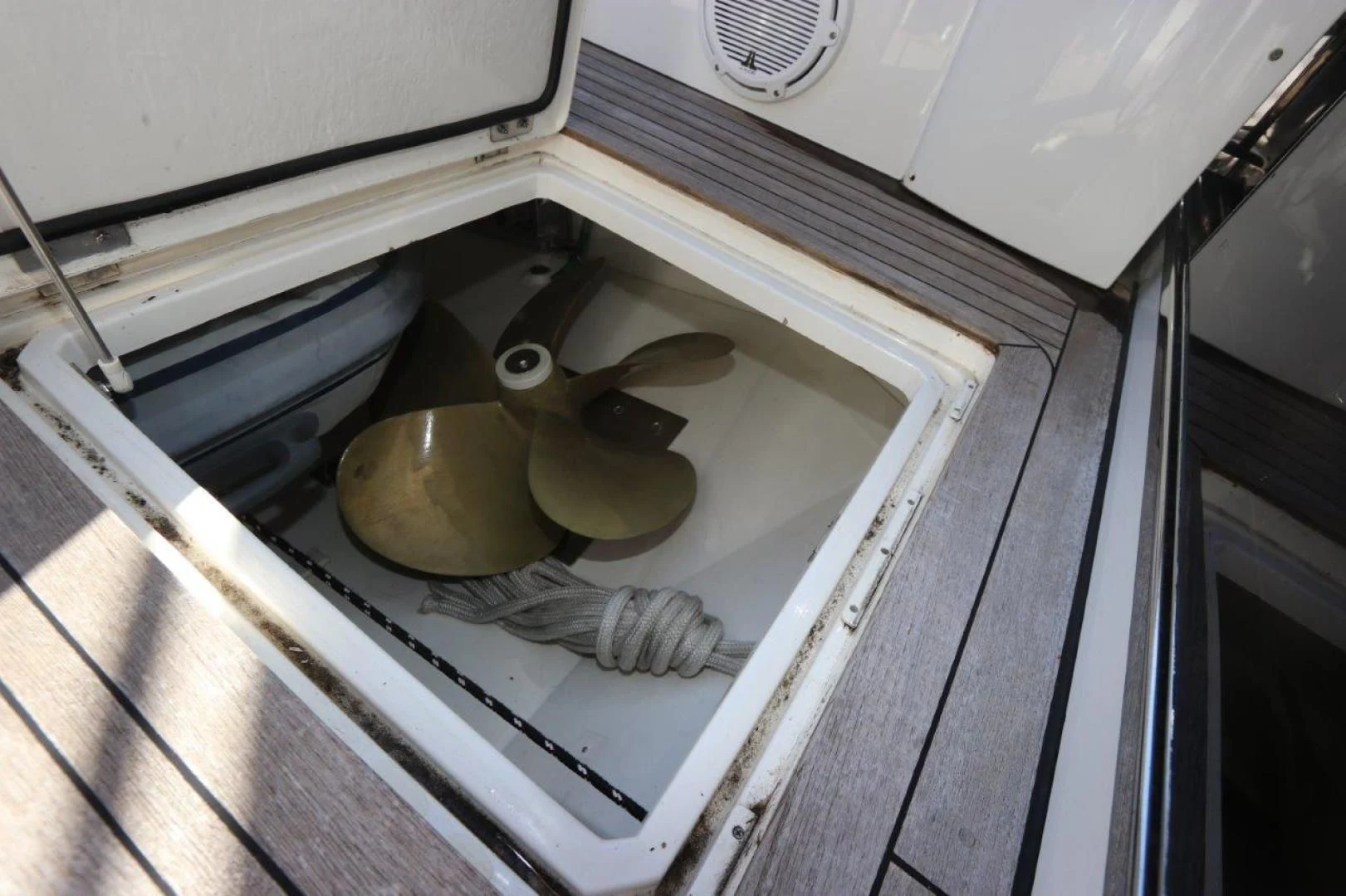 a couple of birds on a bird feeder aboard SECOND THOUGHTS Yacht for Sale
